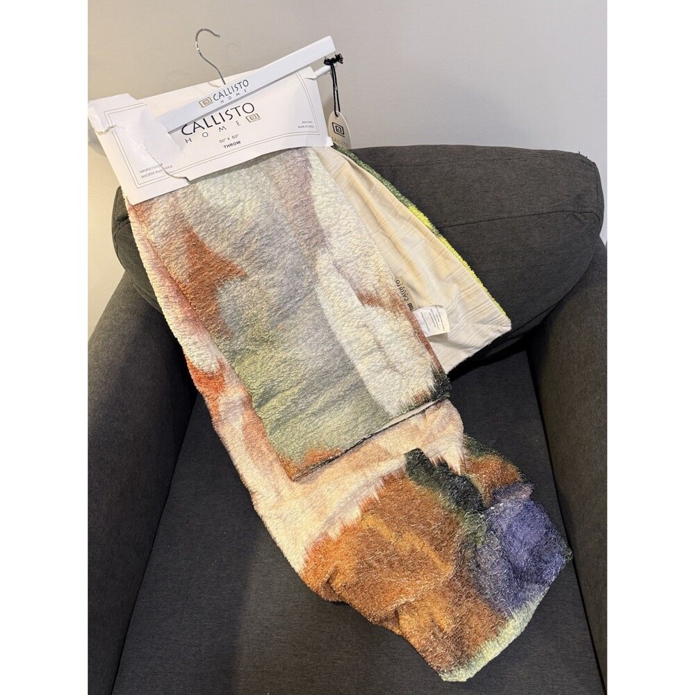 Callisto Home Velvet Throw 50" x 60" Multicolor Floral Water Painted NWT $125 - Picture 2 of 6